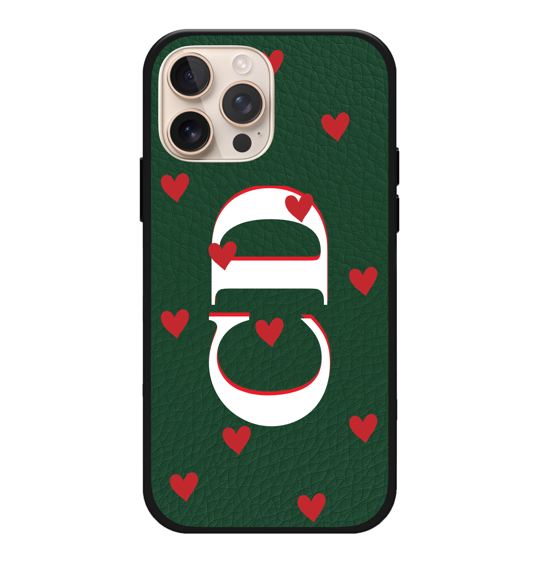 Red Hearts Monogram Vegan Leather Case