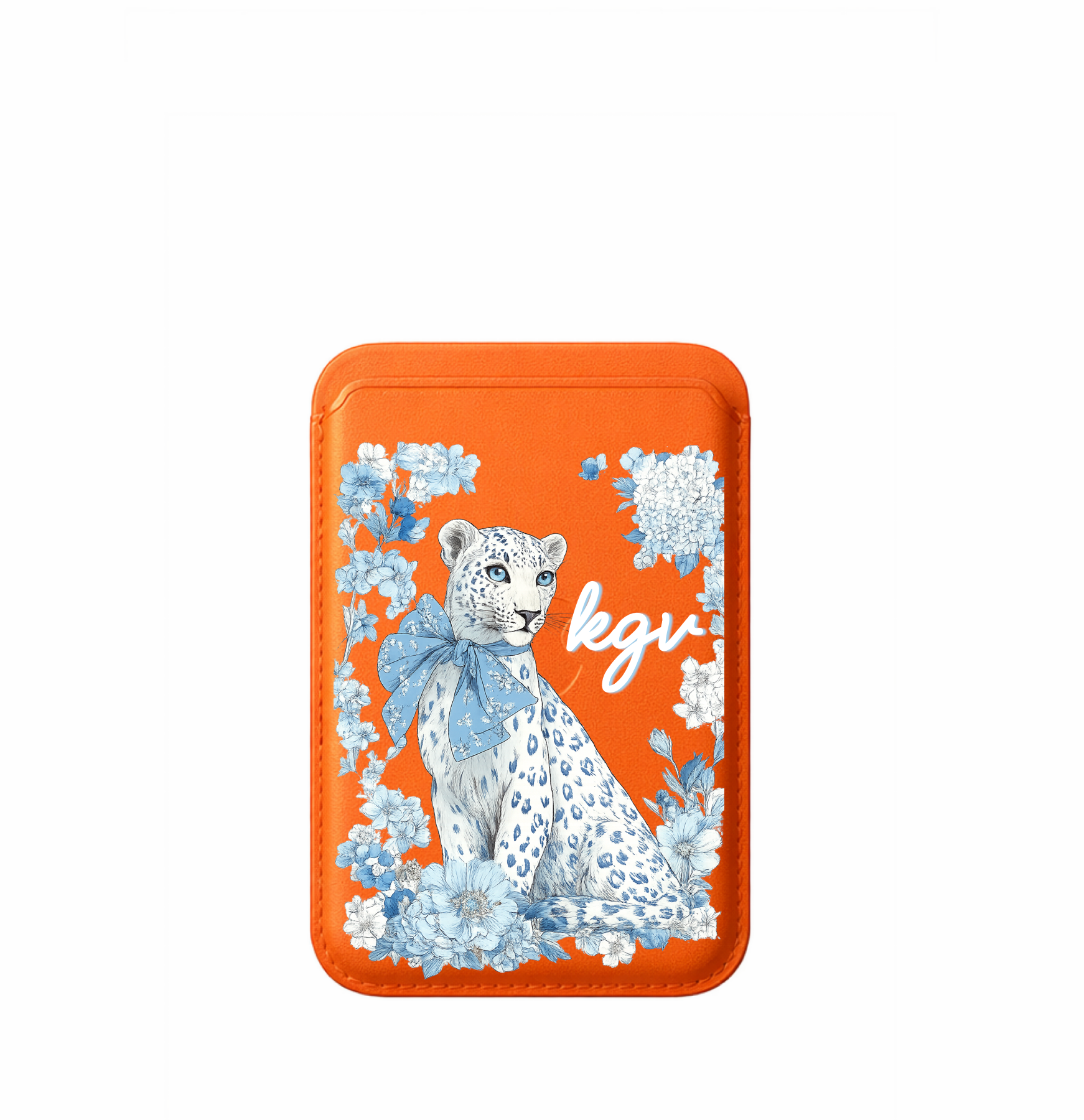 Leather MagSafe Floral Leopard Wallet