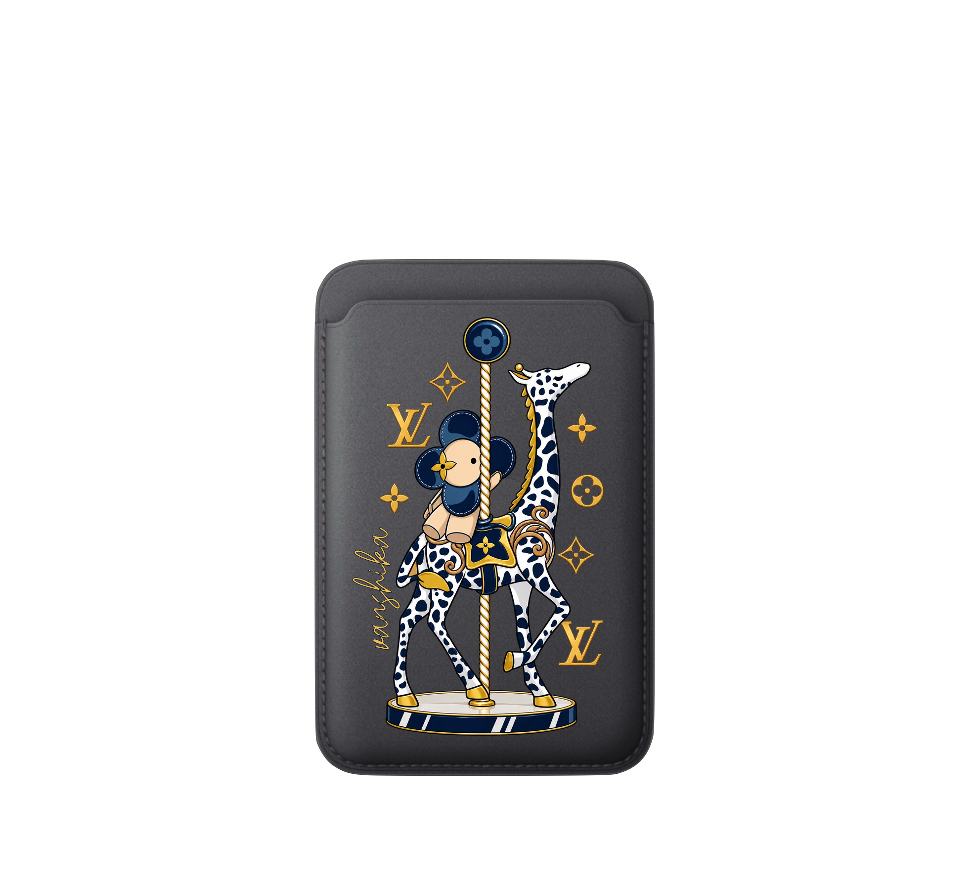 Leather MagSafe LV giraffe Wallet
