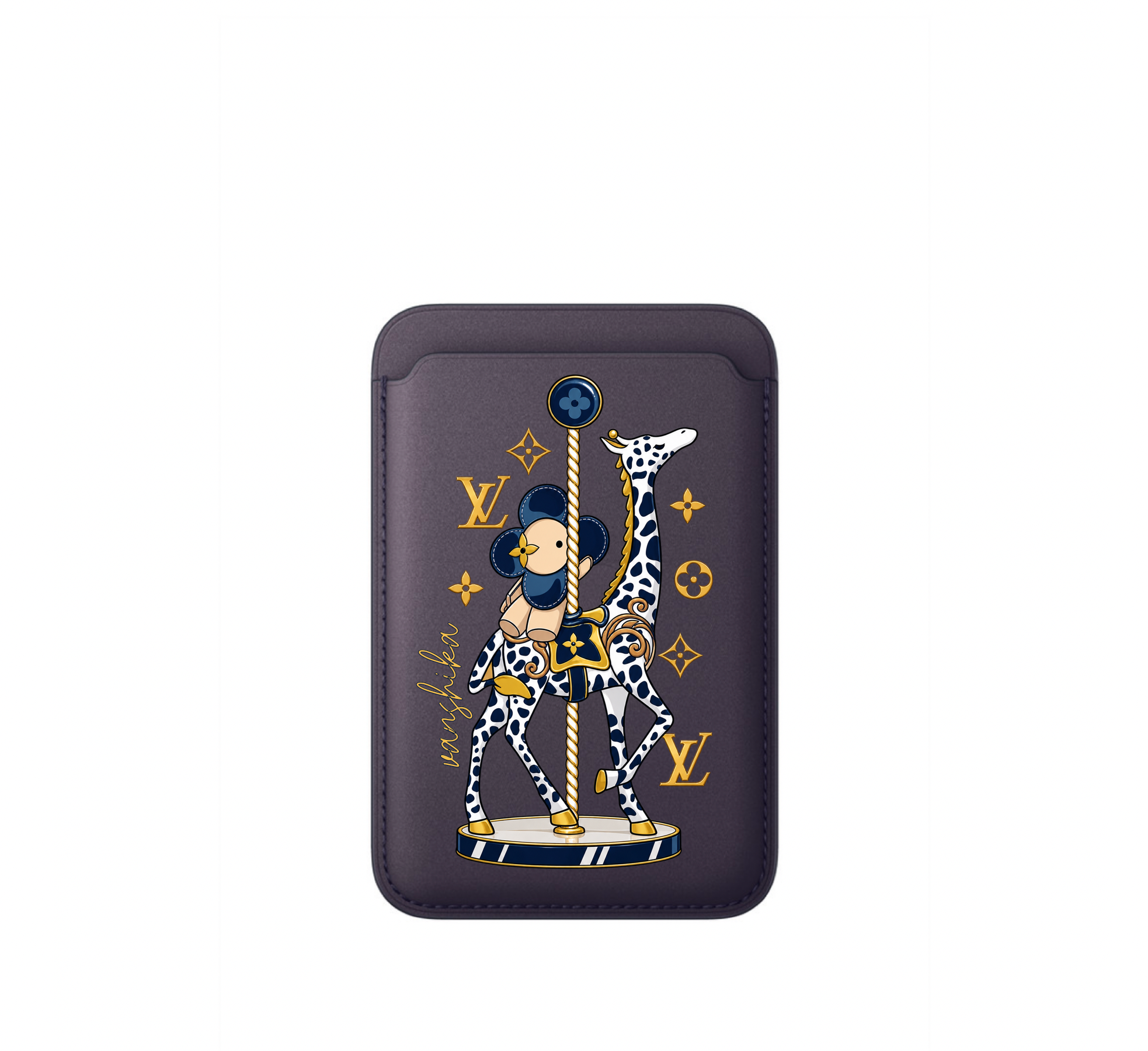 Leather MagSafe LV giraffe Wallet