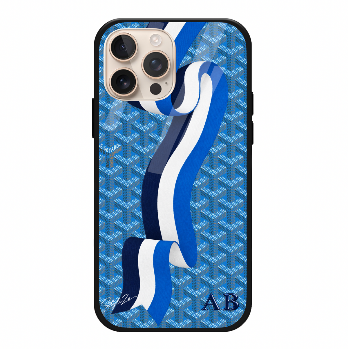 Blue Wave Striped Goyard Case