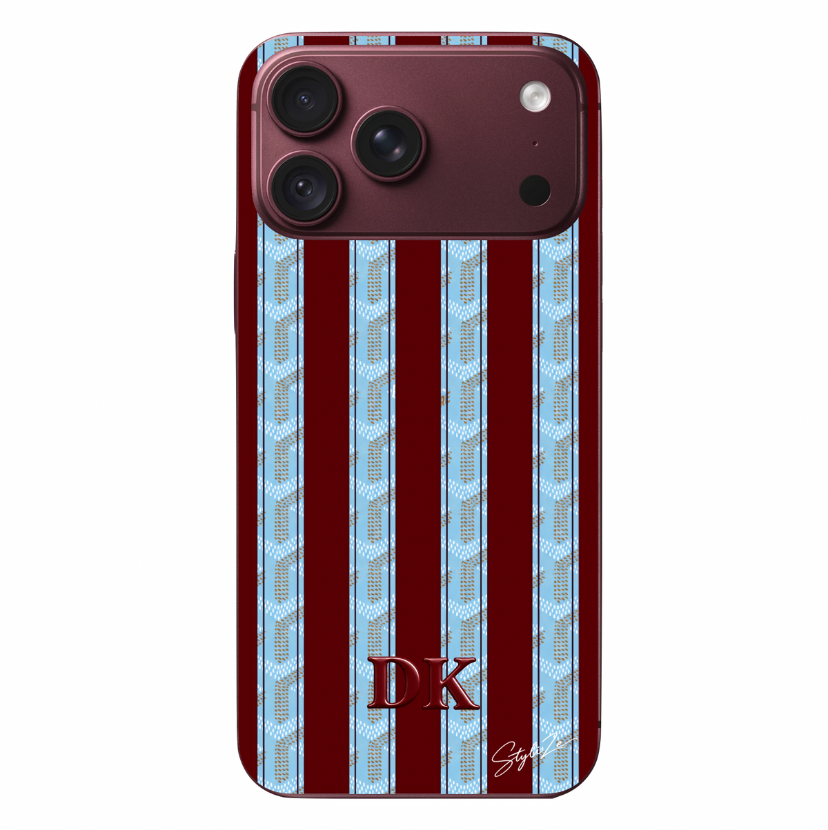 Burgundy Glasier Striped Goyard Case