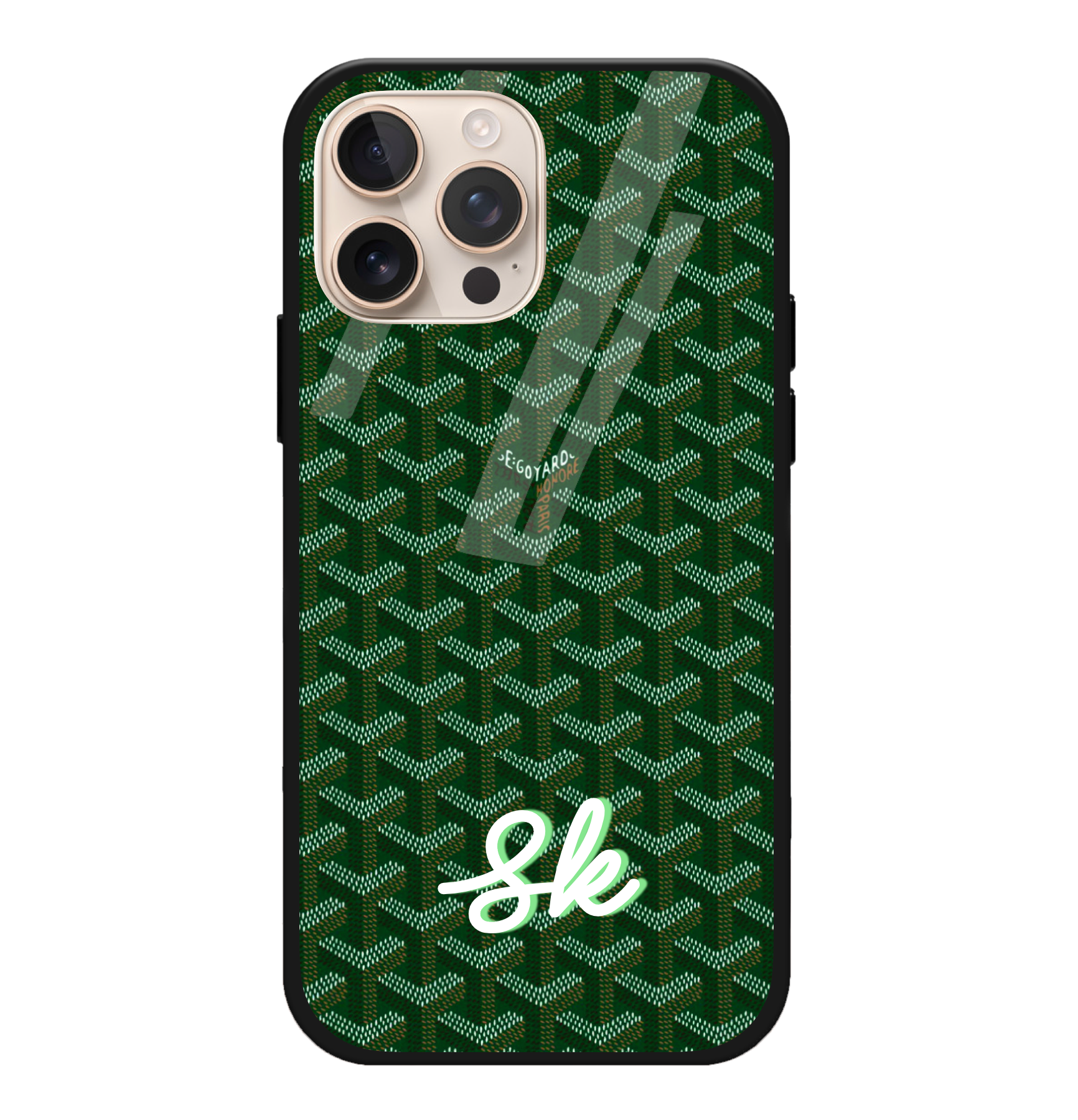 Green Cursive Goyard Case