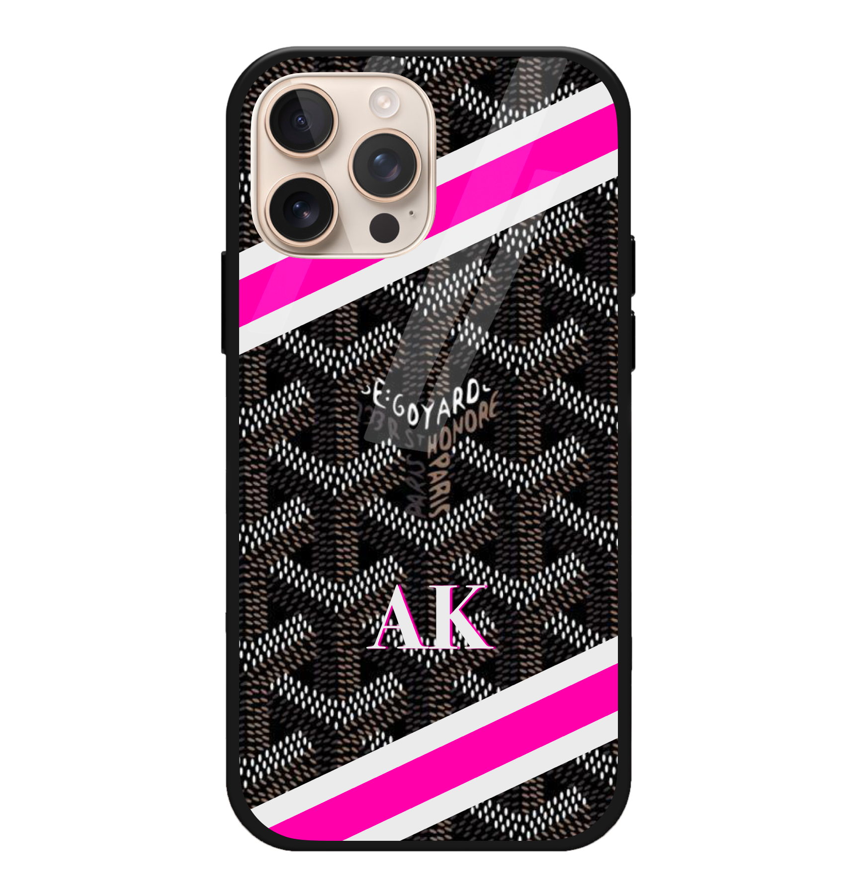 Black & Pink Goyard Stripe Case