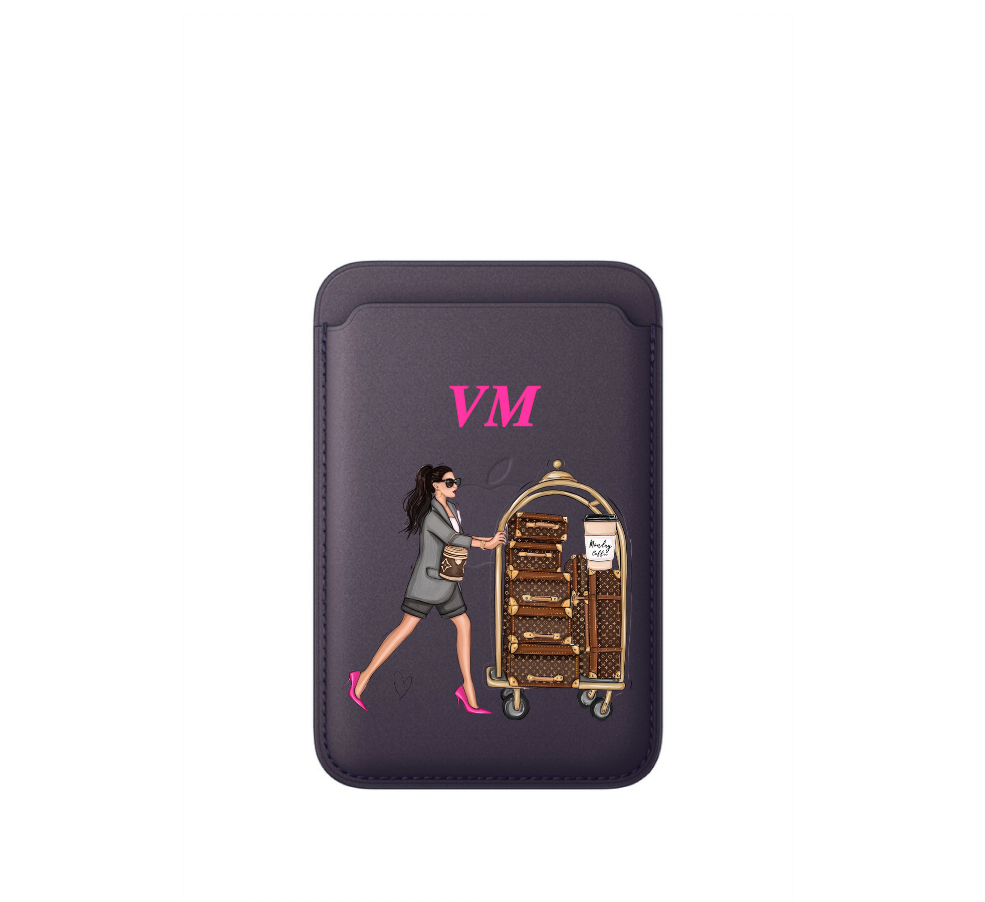 Leather MagSafe LV trolly Wallet