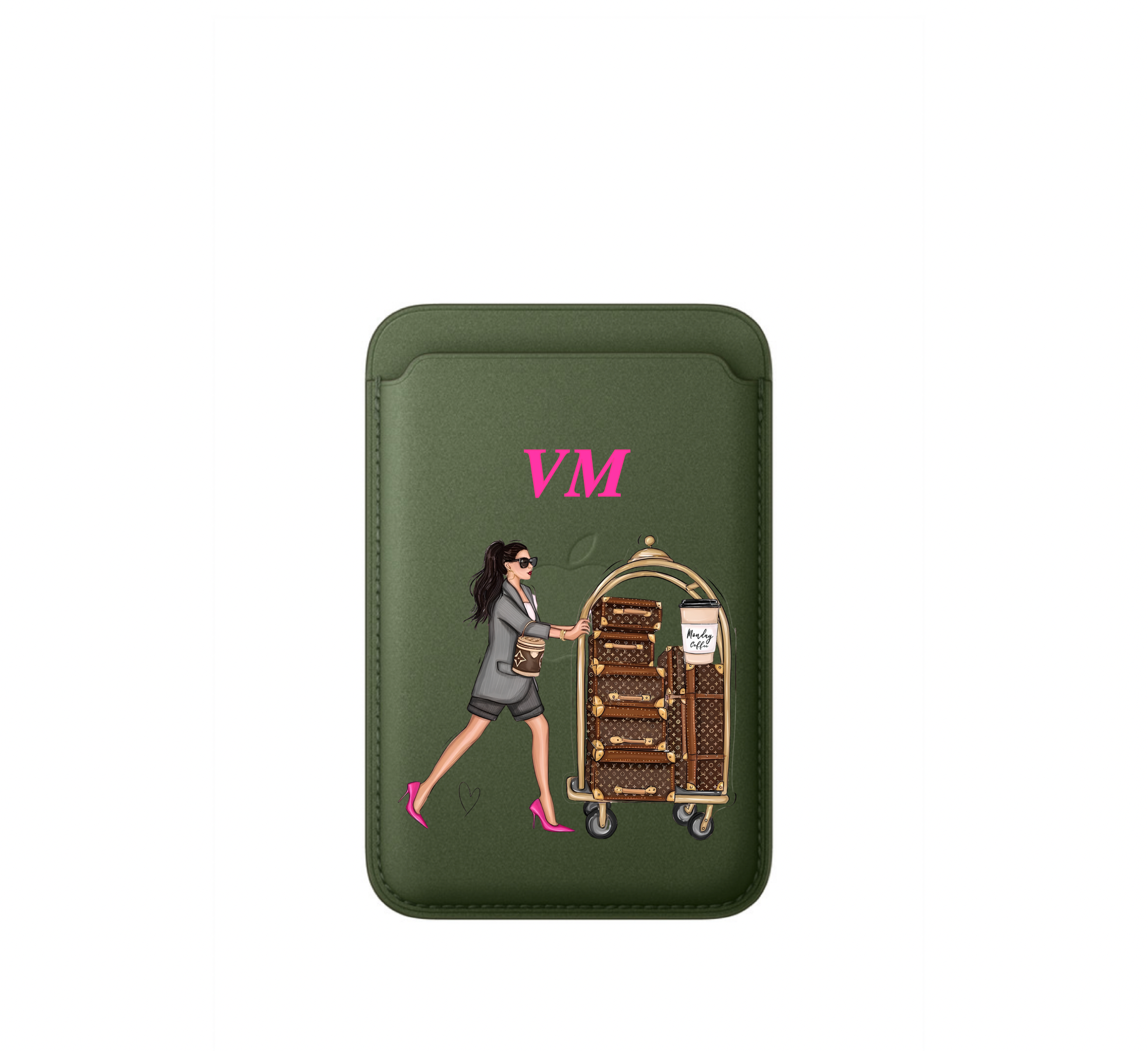 Leather MagSafe LV trolly Wallet